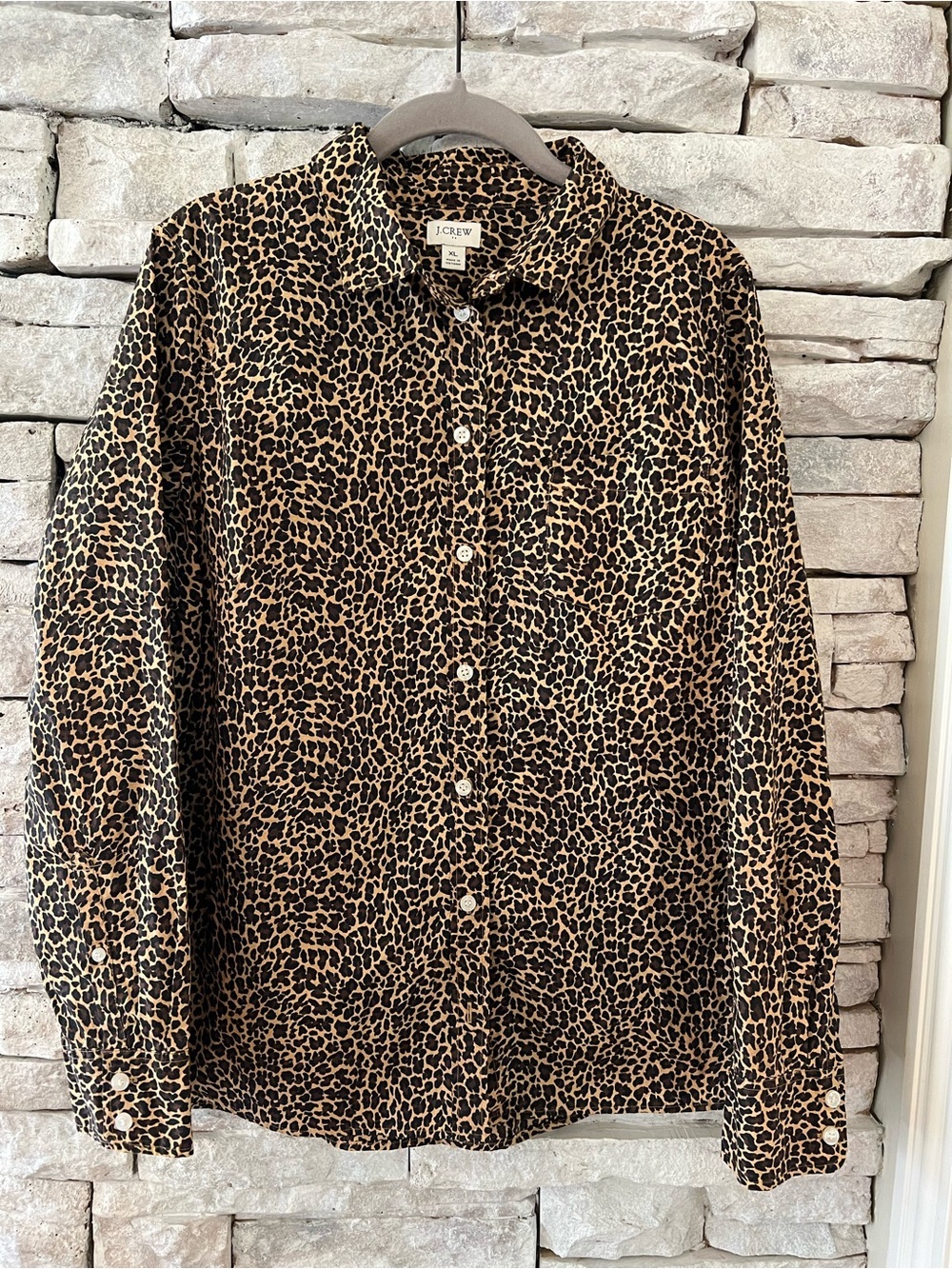 J. Crew Leopard Print Button-Down Womens Shirt XL